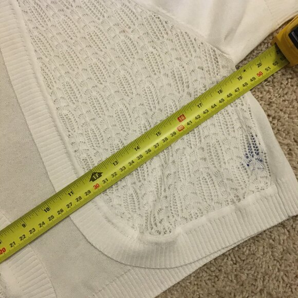 Cotton Rayon White Pointelle Knit Balletcore Bolero - Picture 11 of 12